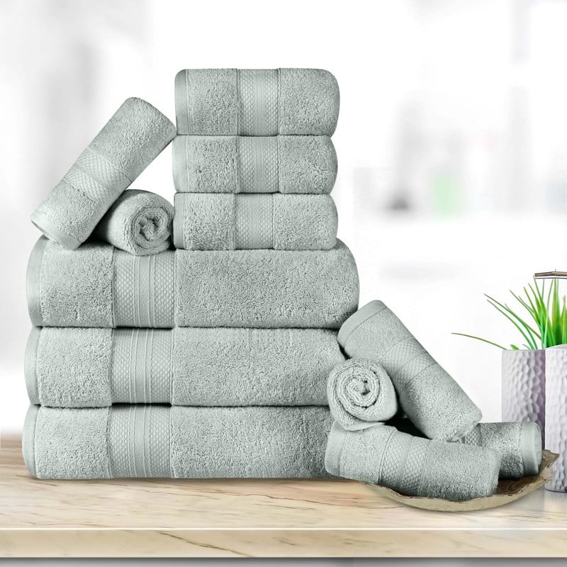 Blue Nile Mills Rio Turkish Cotton 12 Piece Towel Set - Olive Green
