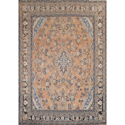 Floral Hamedan Vintage Persian Area Rug Hand-Knotted Wool Carpet - 8'4" x 10'9"