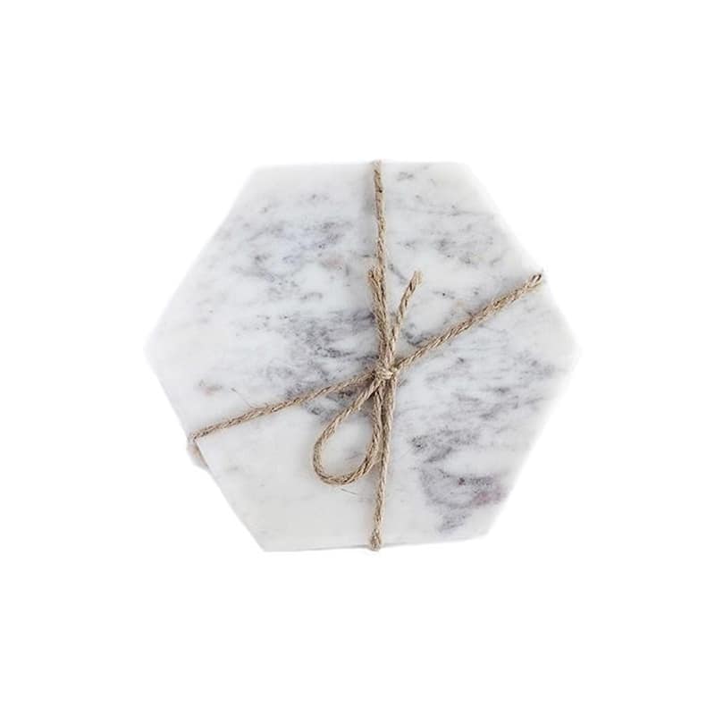 Caravan Marble Hexagon Coasters (Pack of 4) - White