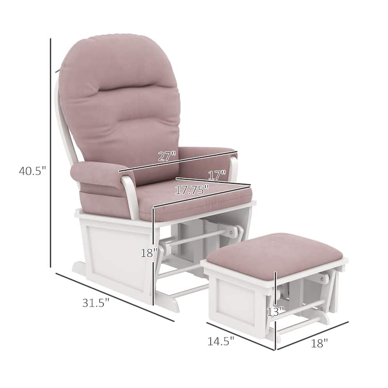 HOMCOM Nursery Glider Rocking Chair with Ottoman Cushion Seating