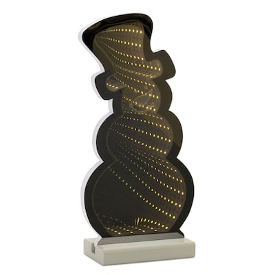 LED Lighted 3D Snowman Christmas Infinity Mirror - 12" - Set of 2