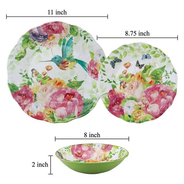 UPware 12-Piece Rose Garden Melamine Dinnerware Set - Bed Bath & Beyond ...