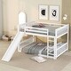 preview thumbnail 3 of 18, White Full over Full Wood Bunk Bed with Slide & Ladder