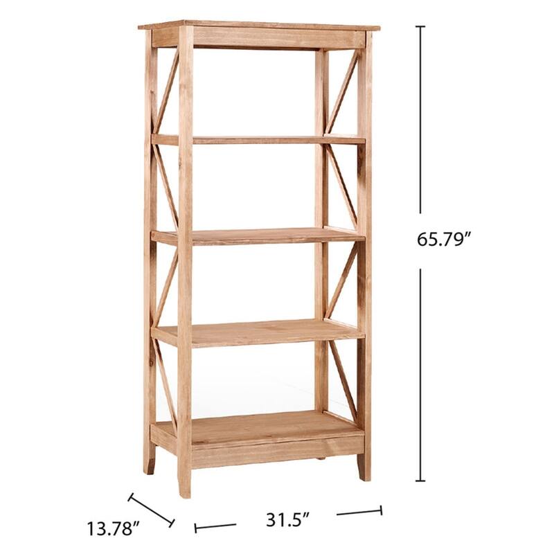 Wood Shelf Unit 5 Tier Corona Gray | Furniture Dash