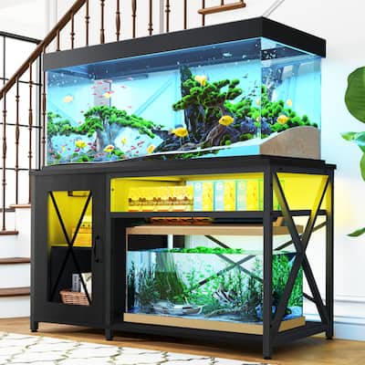 Moasis 55-75 Gallon Aquarium Stand Cabinet with Power Outlets & LED Light