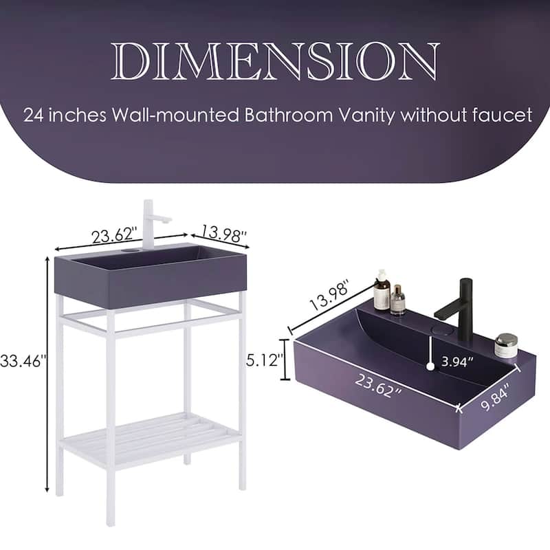 24" Freestanding Bathroom Vanity with Ceramic Sink - 23.62'' x13.98'' x 33.46''