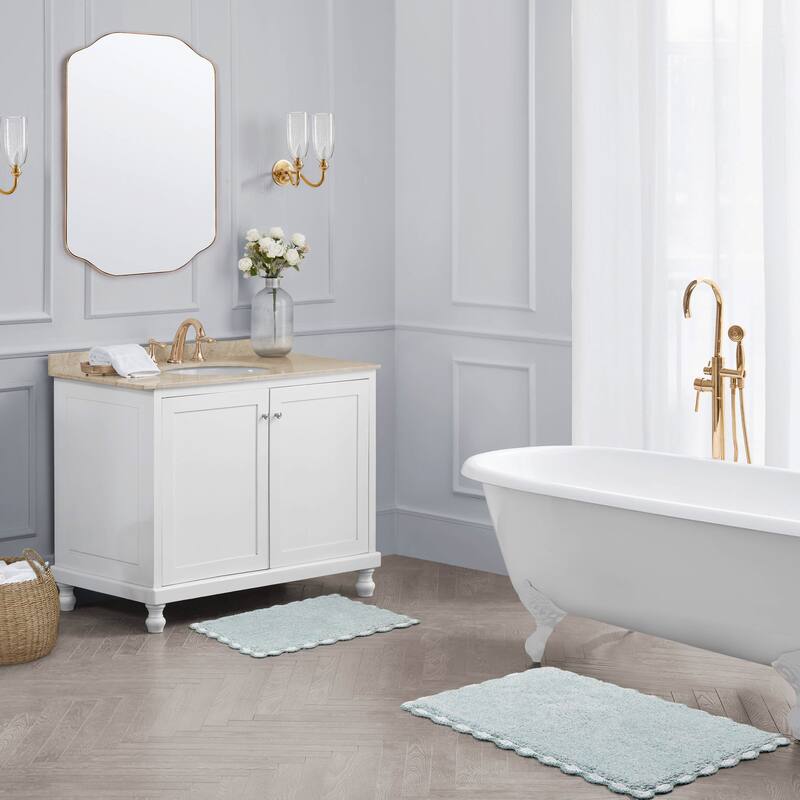 Laura Ashley Heathered Crochet Border Bath Rug
