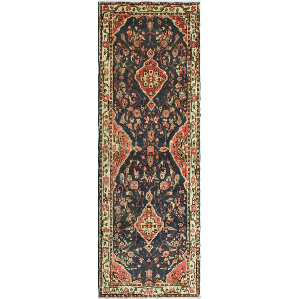 Noori Rug Fine Vintage Distressed Nada Navy/Rust Runner - 10'10" x 3'6"