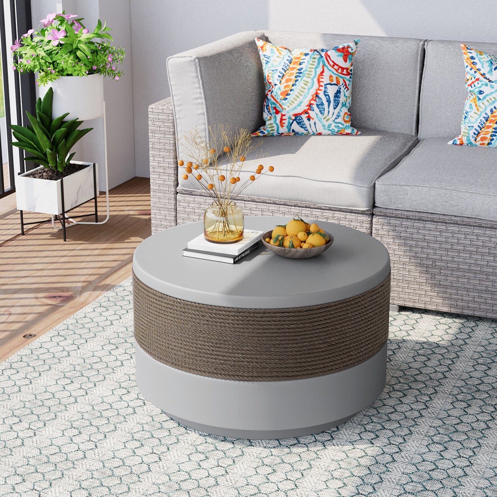 COSIEST Outdoor Patio Faux Stone Coffee Table On Sale Bed Bath