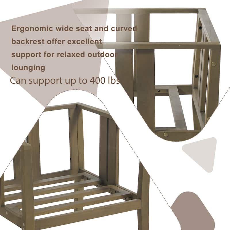 Uixe 3-piece Teak Solid Wood Outdoor Arm Chairs with Side Table Set