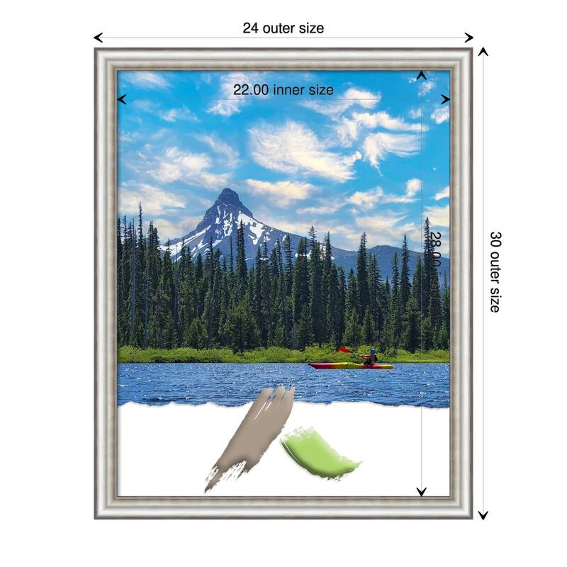 Salon Silver Narrow Picture Frame, Photo Frame, Artwork Frame - 22x28 - Salon Silver Narrow