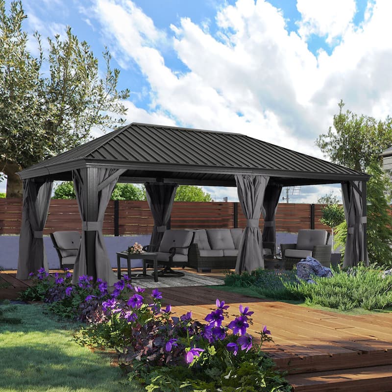 ABCCANOPY Outdoor Hardtop Gazebo with Galvanized Steel Double Roof