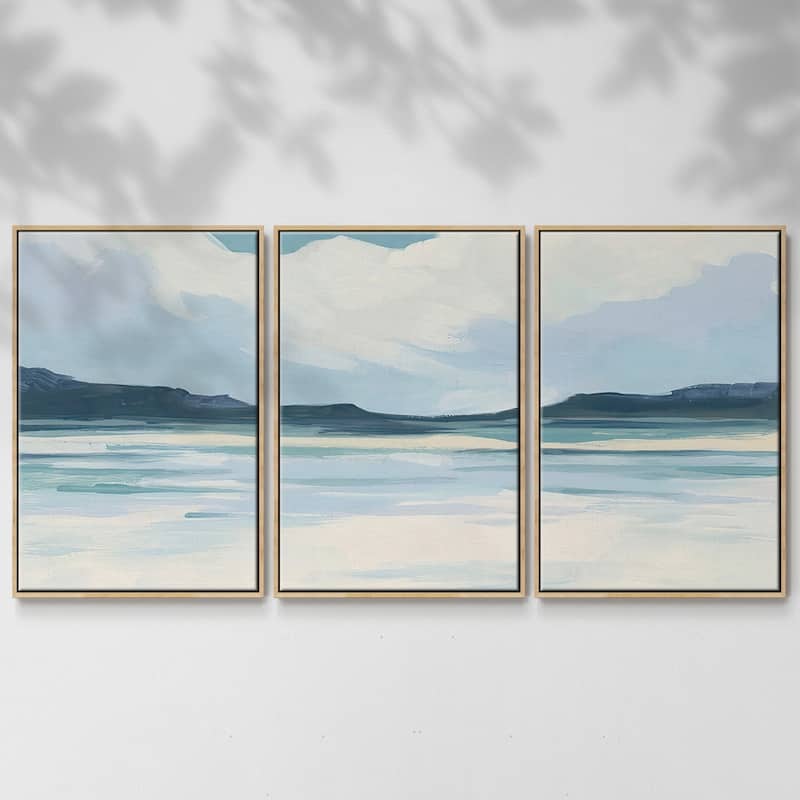 Cream Coastline II - Multi Piece Framed Canvas - 24 x 36 - Natural