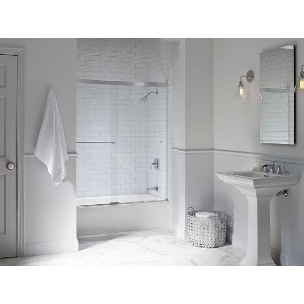Shop Kohler K 707000 L Revel Frameless Sliding 55 1 2 X 59 5 8 Shower Door With 1 4 Clear Glass Reversible Opening And Cleancoat Overstock 16999516
