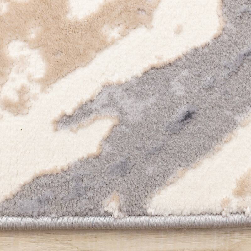 Emmett Collection - Sleek Soft Low-Pile Taupe Grey Layers Area Rug