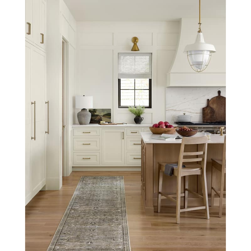Alexander Home Isabelle Shabby Chic Vintage Distressed Printed Area Rug - 2' 6" x 9' 6" - Antique / Moss - Runner