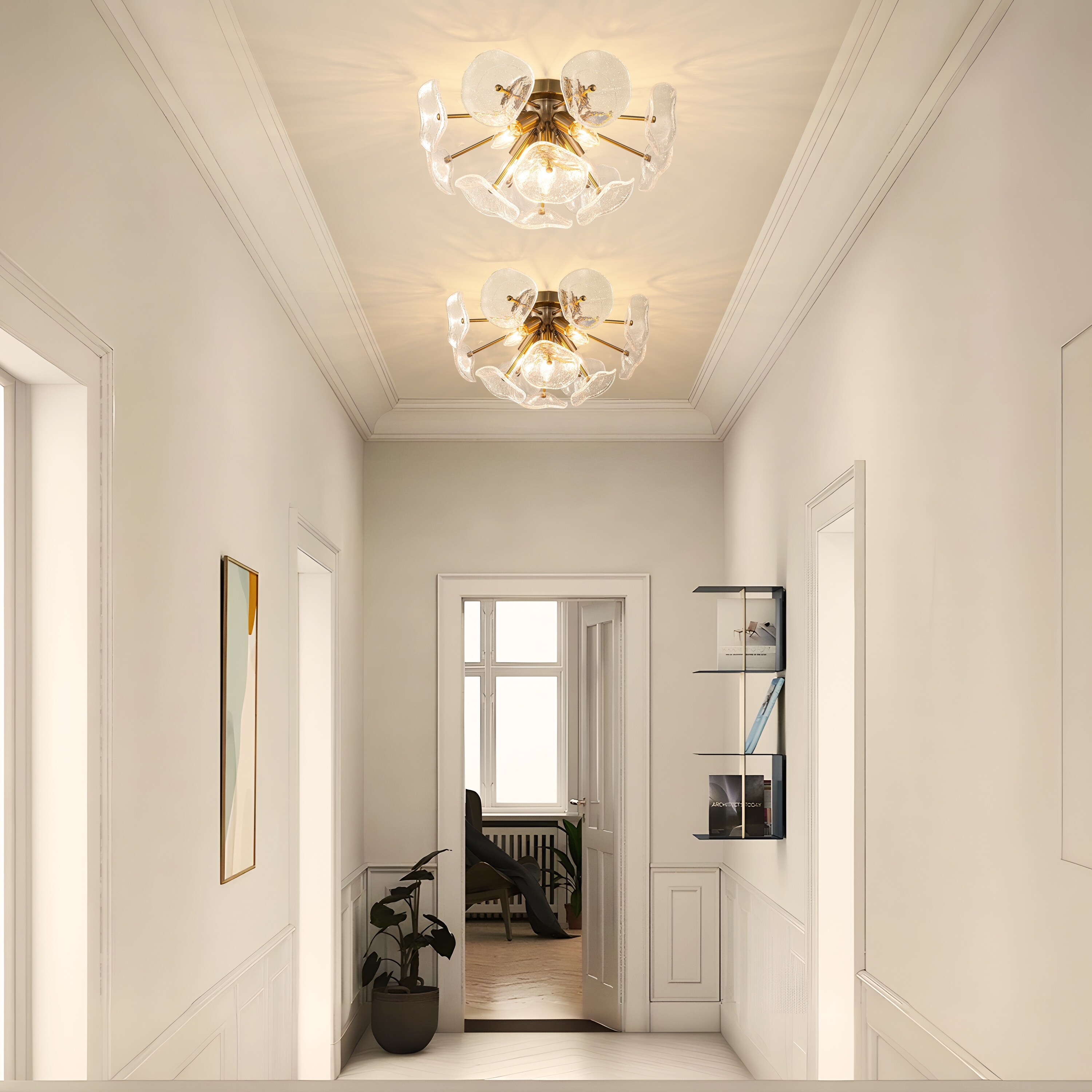 Starsky 5-Light Flush Mount Chandelier with Hand-Blown Flower