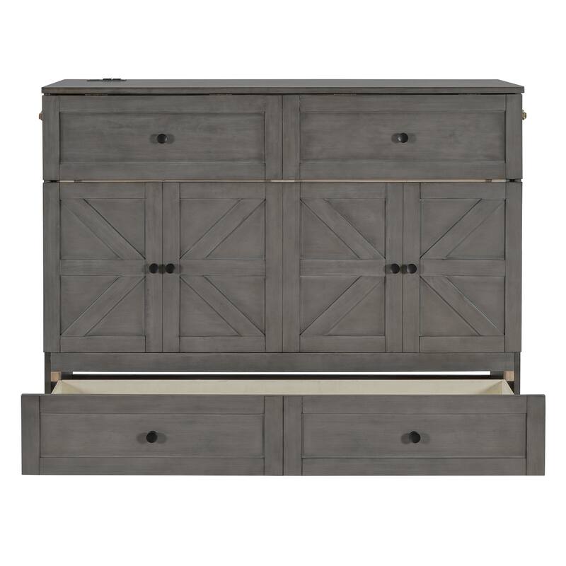 Modern Murphy Bed with Storage Drawers and USB