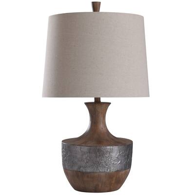 StyleCraft Darley Chestnut with Silver Vein Relief Band Table Lamp