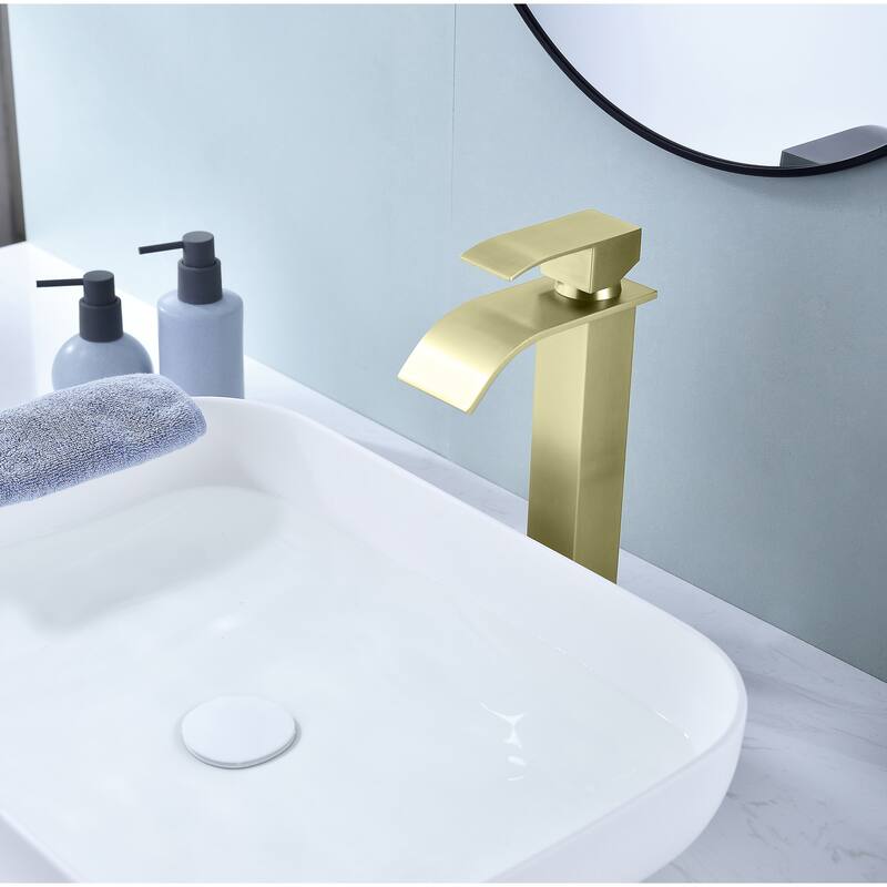 Waterfall Single Handle Bathroom Sink Faucet with Waterfall Spout, Anti Corrosion and Rust Proof, Easy to Clean