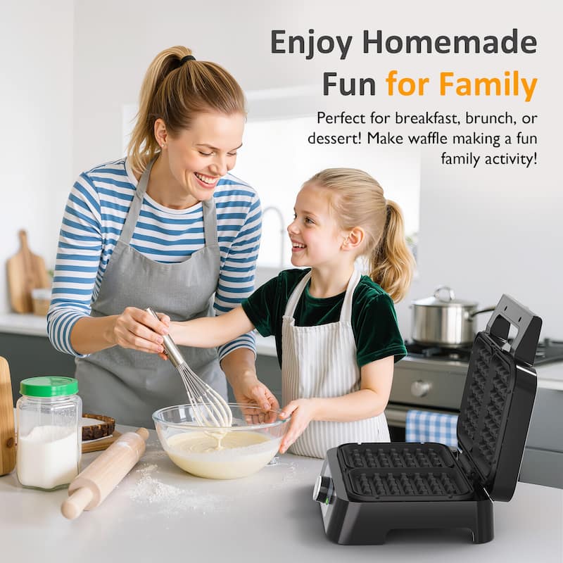 2-Slice Waffle Maker with Adjustable Temperature Control