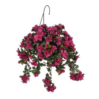 Faux Fuchsia/ Violet Azalea Hanging Basket | Overstock.com Shopping - The Best Deals on Silk Plants | 40219842