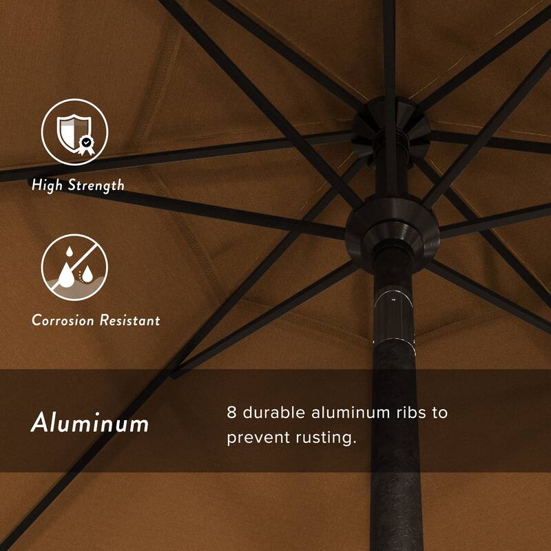 California Umbrella 9' Rd Golden State Series Patio Umbrella Bronze Aluminum Frame Crank Lift Collar Tilt Sunbrella