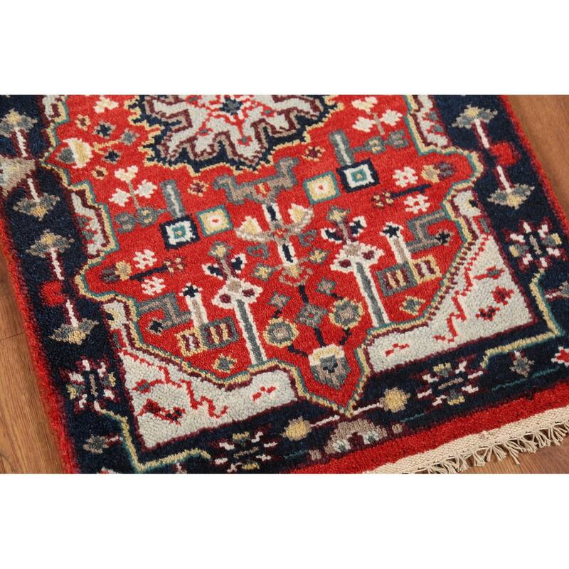 Geometric Kazak Indian Accent Rug Hand-Knotted Wool Carpet - 2'0"x 3'0"