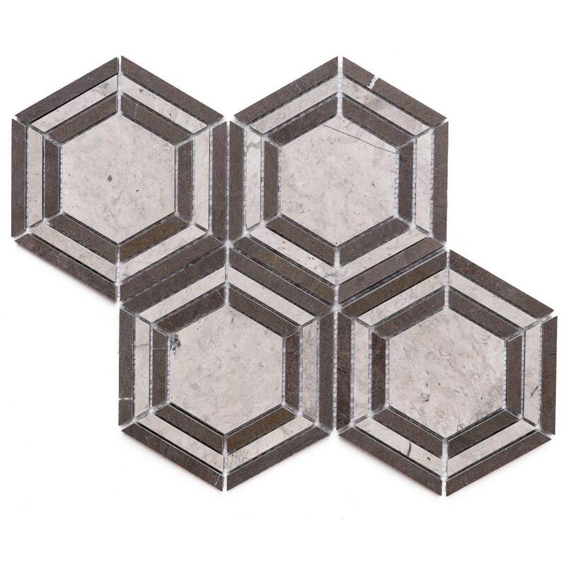The Tile Life Santorini 4x4 Taupe Hexagon Marble Floor & Wall Tile