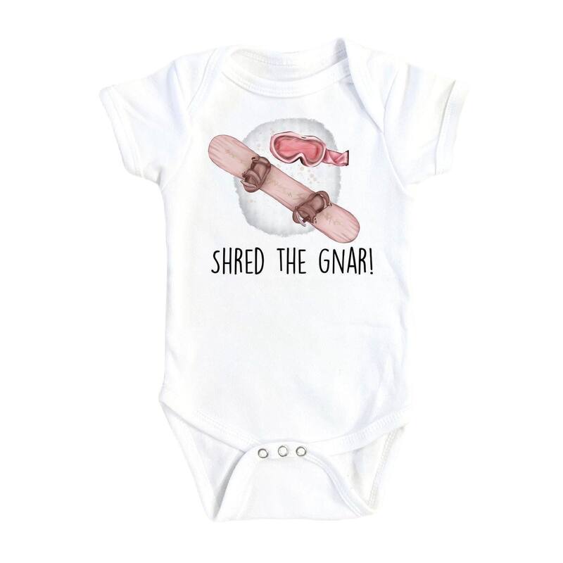 Snowboarding Gnar - Baby Boy Girl Clothes Infant Bodysuit Funny Cute Newborn - White - Newborn