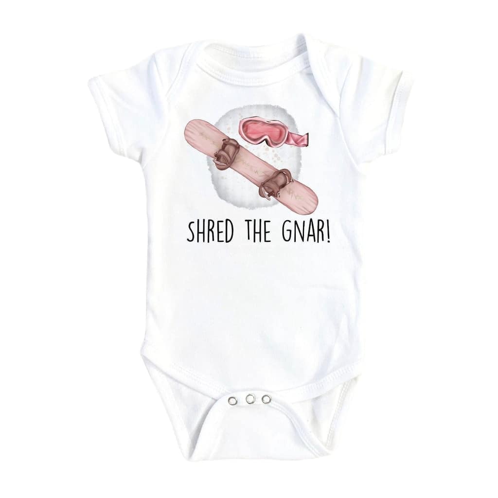 Snowboarding Gnar - Baby Boy Girl Clothes Infant Bodysuit Funny Cute Newborn