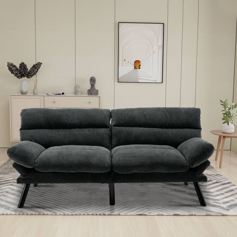 70.08" 2-Seater Sofa Bed, Linen, Microsuede, Teddy