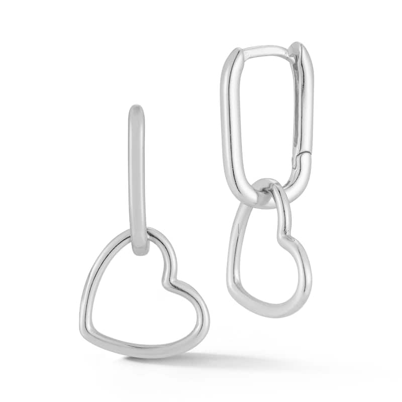 Soleil Sterling Silver Open Heart Charm Earrings - White