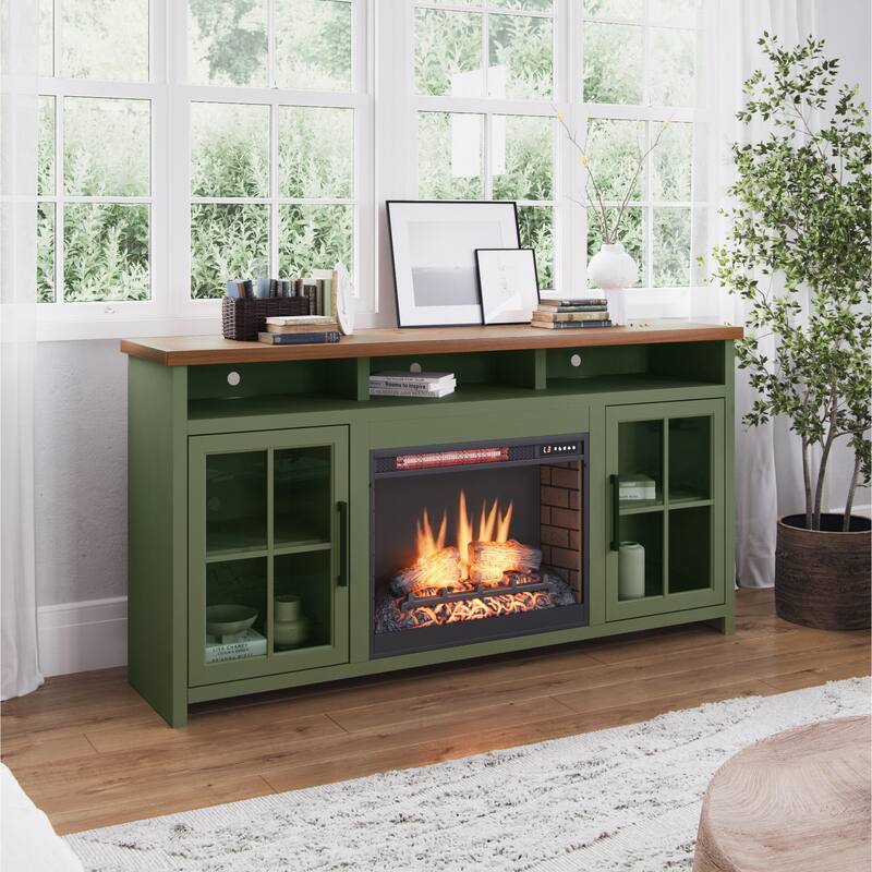Bridgevine Home 74 inch Fireplace TV Stand Console for TVs up to 85 inches