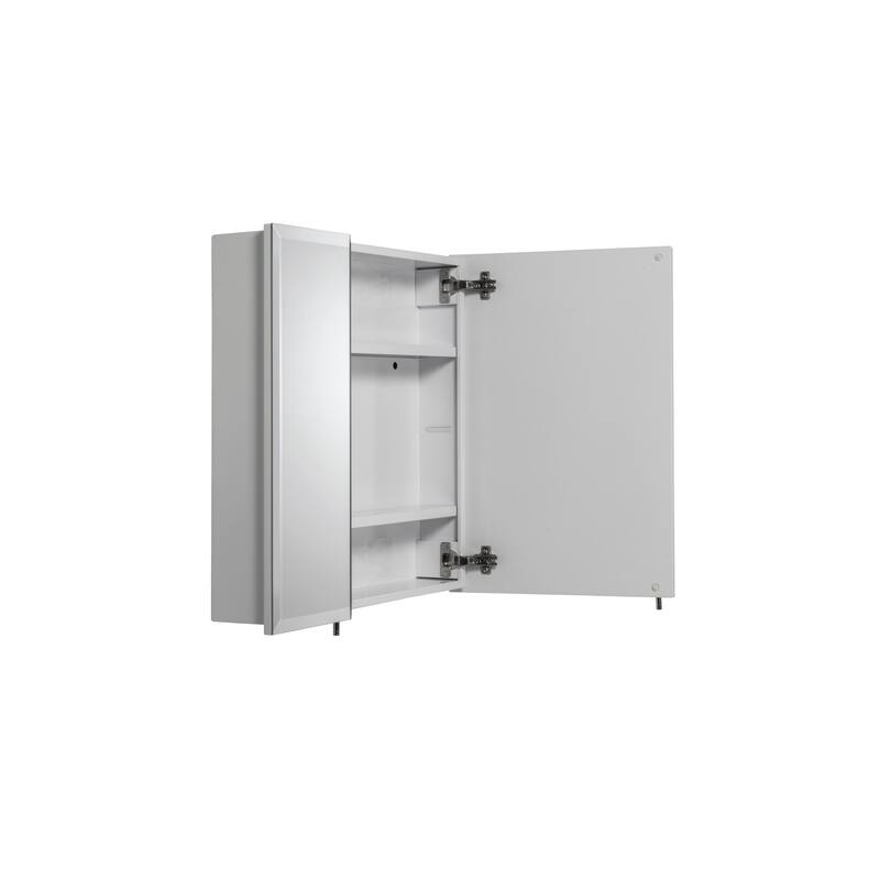Croydex Oreille White Steel Double Mirror Doors Bathroom Medicine Cabinet , Easy Install, Surface Mount - 24 x 24