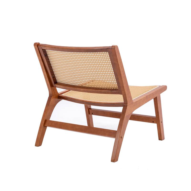 Wooden Living Room Lounge Chair With White Wool Carpet