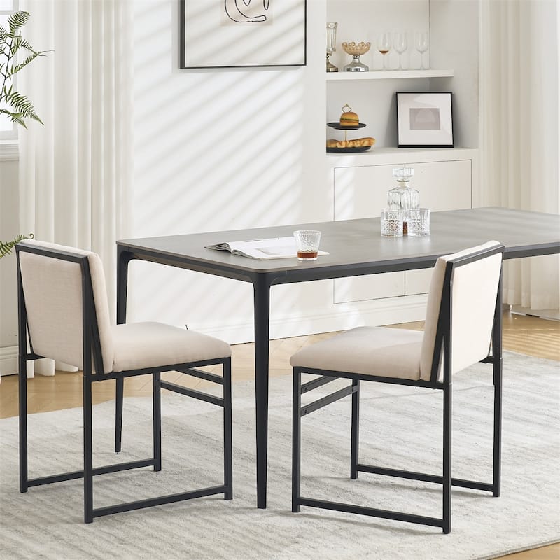 Modern Dining Chairs set of 2,Upholstered Linen Cushions and Backrest