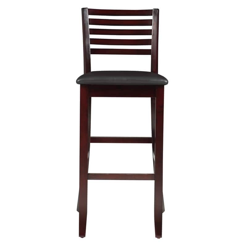 Linon Pitchfork Espresso Ladder Back Bar Stool