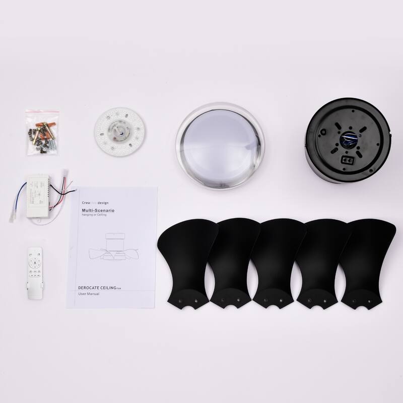 Flush Mount Ceiling Fan with 3 Color Temperatures Light & 6-Speed Remote Control DC Motor, Timer Function