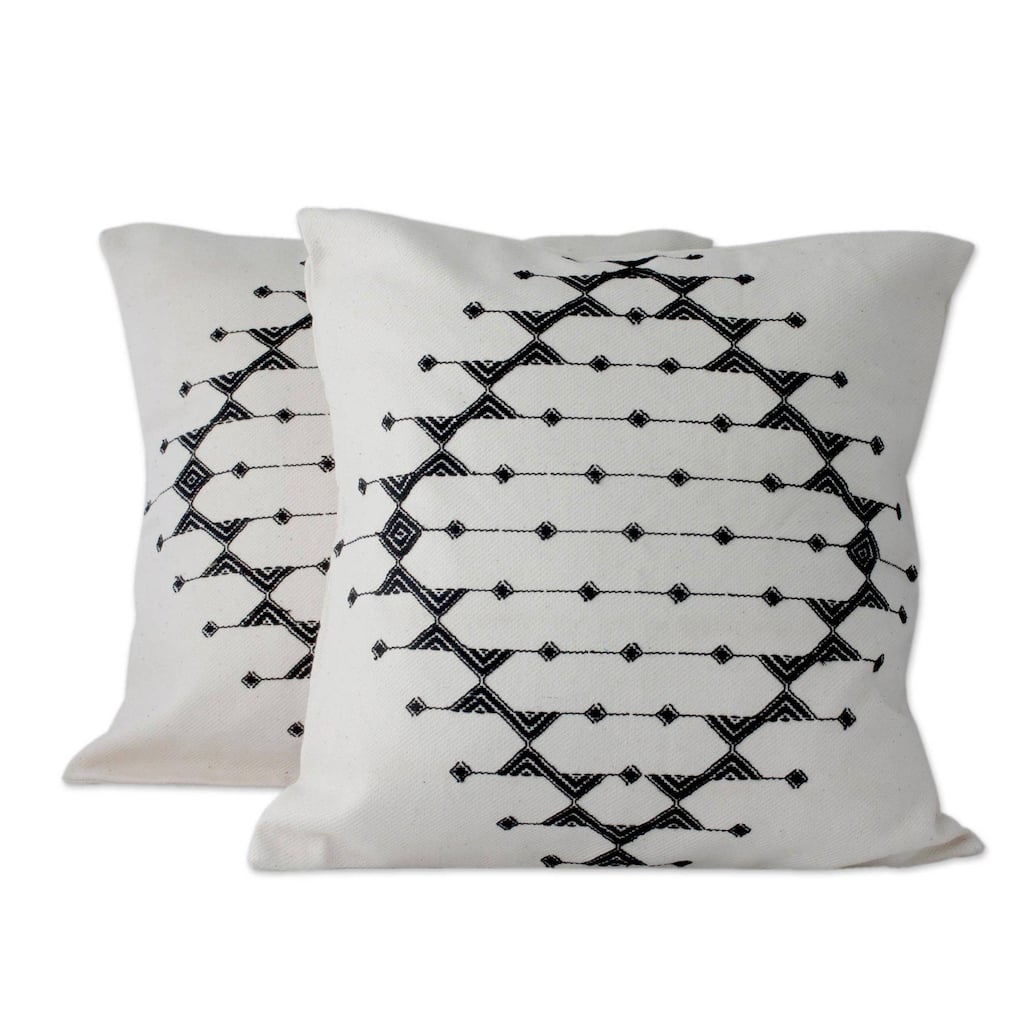Handmade Monochrome Galaxy Cotton Cushion Covers, Set of 2 (India)