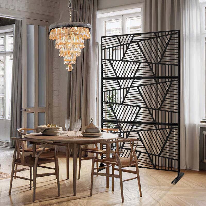 Metal Privacy Screen Wall Decoration Free Standing-6.3 ft. H X 4 ft. W