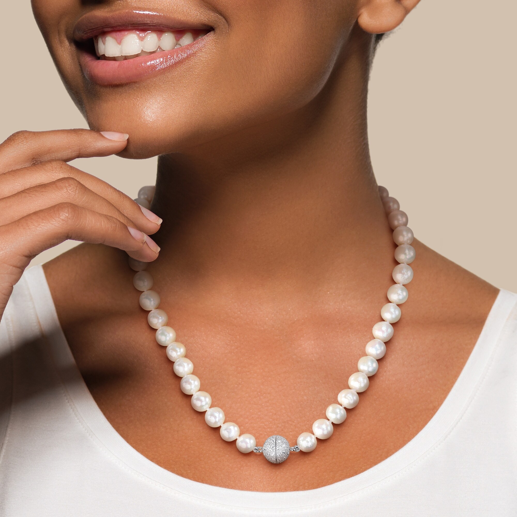 Miadora 8 9mm Cultured Freshwater Edison Pearl Necklace 1 2ct TGW CZ Clasp Sterling Silver Bed Bath Beyond 41430061