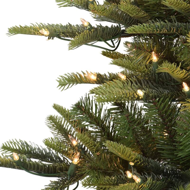 4.5 Ft Slim Aspen Fir Christmas Tree with 200 Clear Lights and Metal Stand, Indoor Holiday Decoration - 1pcs