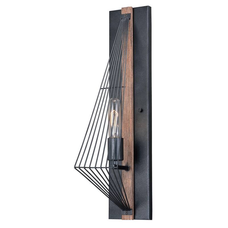 James Allan Donovan 22" Tall Wall Sconce - Burnished Oak / Black Iron