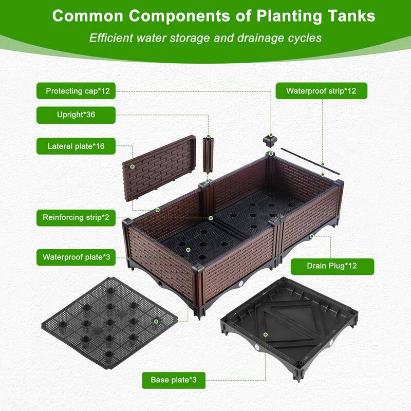 Large Capacity Raised Outdoor Garden Bed Plater Box with Drainage