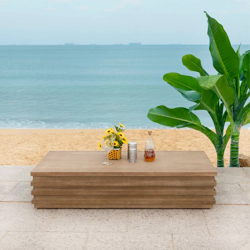 SAFAVIEH Couture Tortuga Eucalyptus Patio Coffee Table - 50"W x 26"D x 11"H