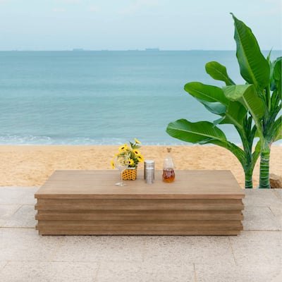 SAFAVIEH Couture Tortuga Eucalyptus Patio Coffee Table - 50"W x 26"D x 11"H