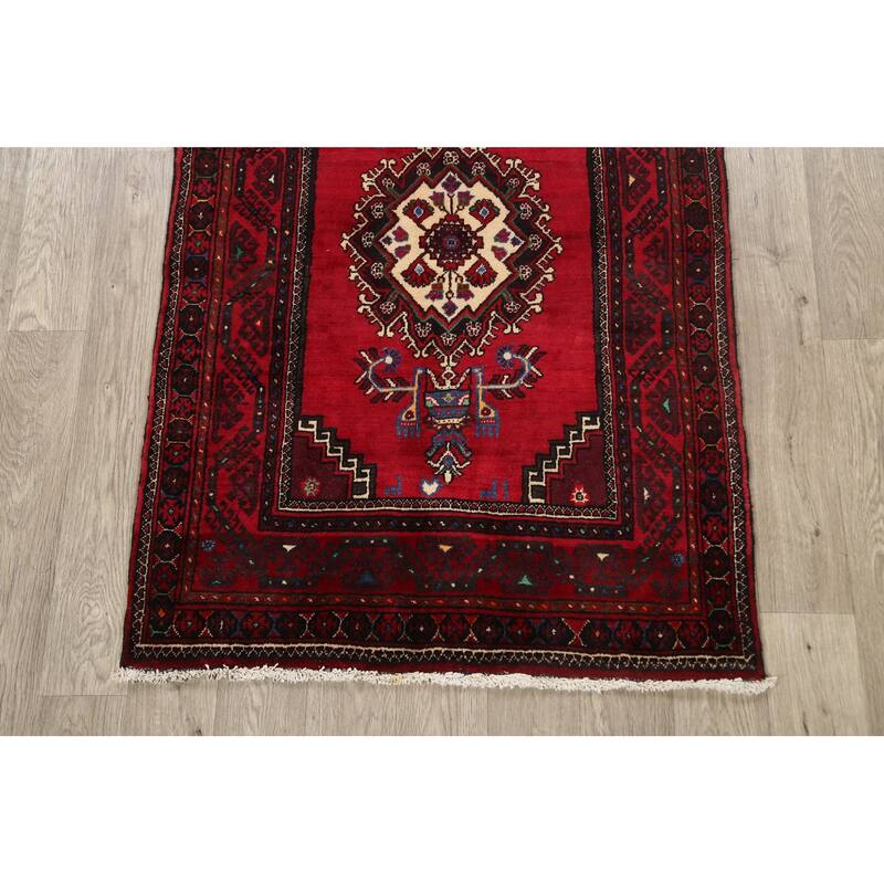 Geometric Balouch Persian Wool Area Rug Hand-knotted Foyer Carpet - 3'3" x 4'11"