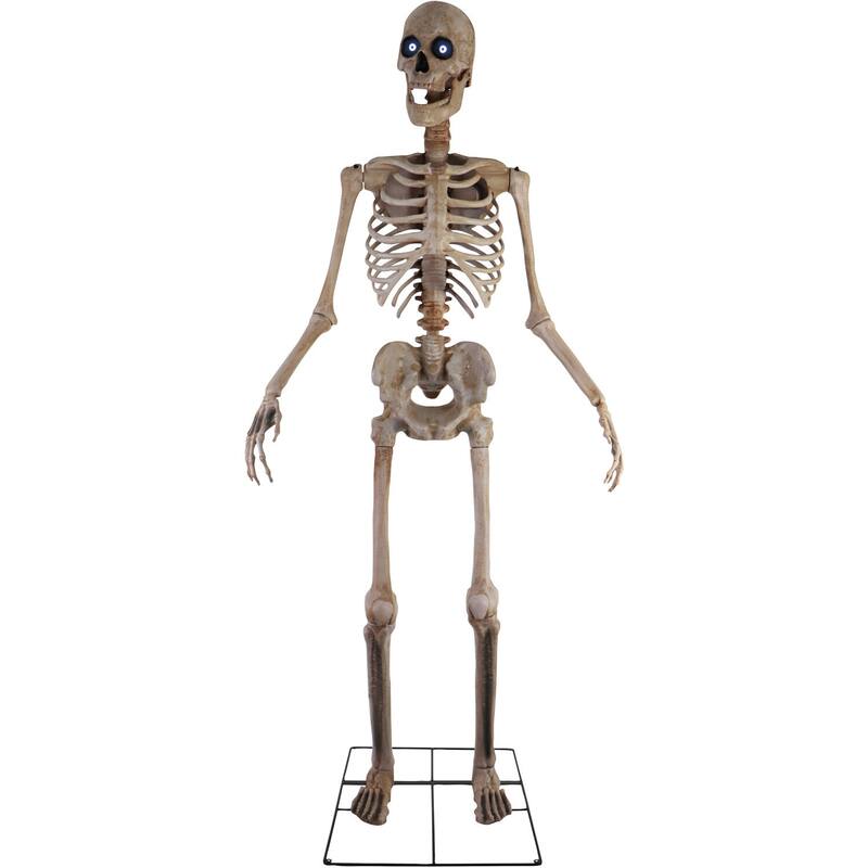 Haunted Hill Farm 8-Ft. Tall Bones McNeely the Towering Skeleton, Premium Talking Halloween Animatronic, Plug-In