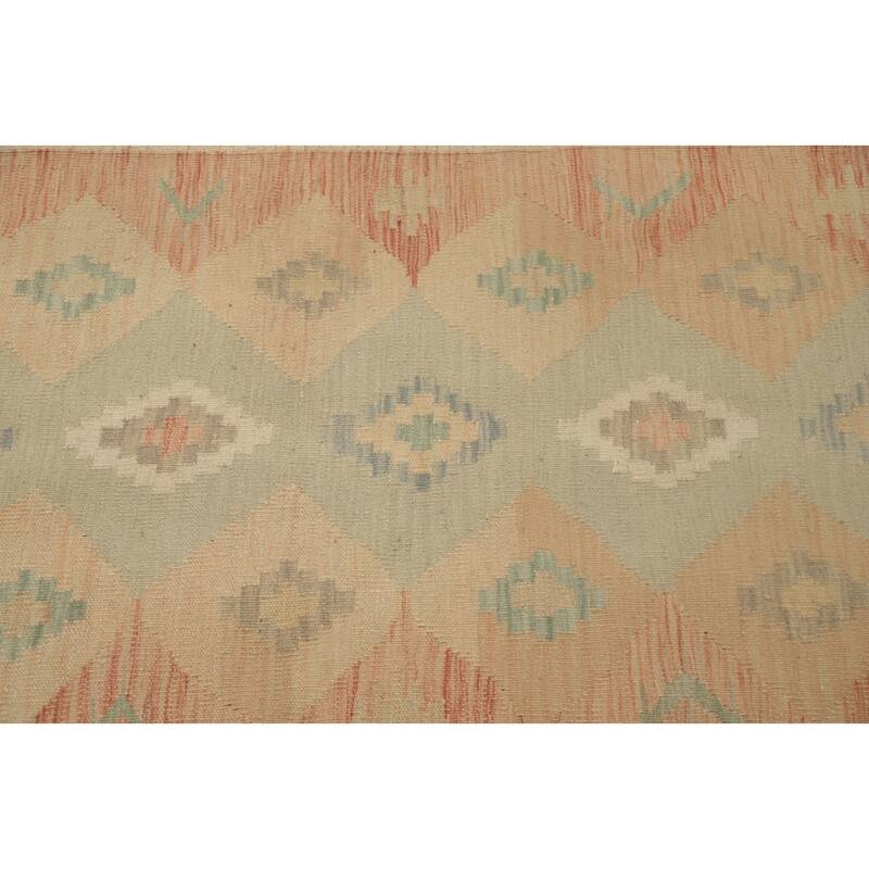Hand Woven Oriental 100% Wool Carpet Southwestern Tribal Multi-Colored Kilim Runner Rug - 9' 8'' X 2' 8''